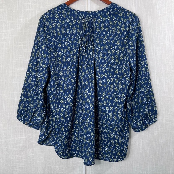 Jachs Girlfriend Floral Blue 3/4 Sleeve Flowy Boho Blouse Top Size M - Picture 8 of 12
